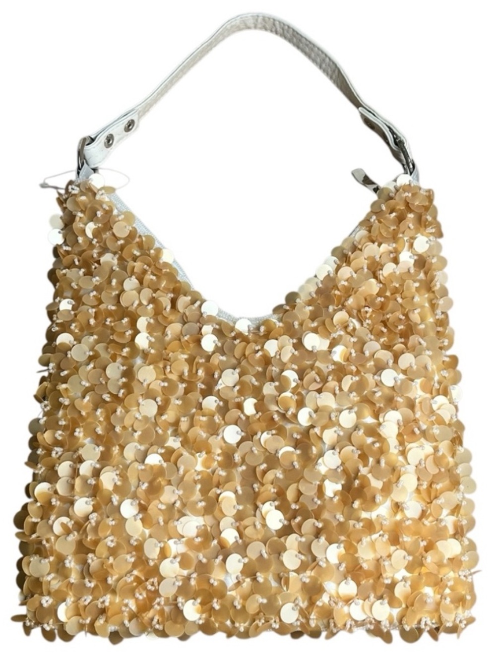 Gold Sequin Shoulder Bag Shimmering Hobo Statement Clutch Evening